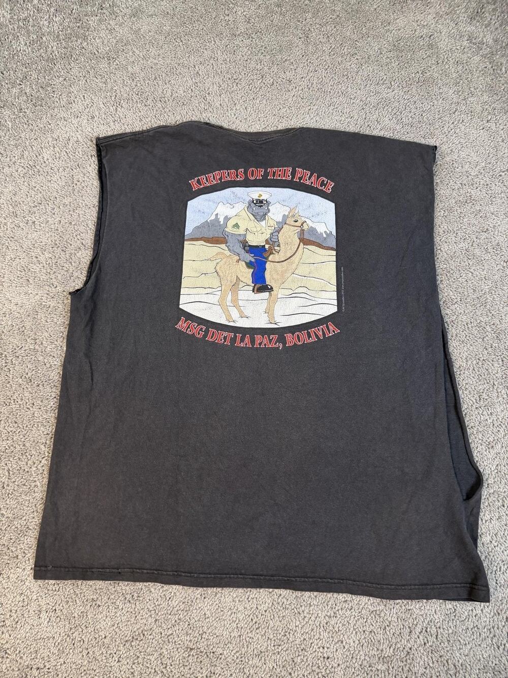 Hanes Shirt Mens L Black Keepers Of The Peace Back Graphic Bolivia Sleeveless